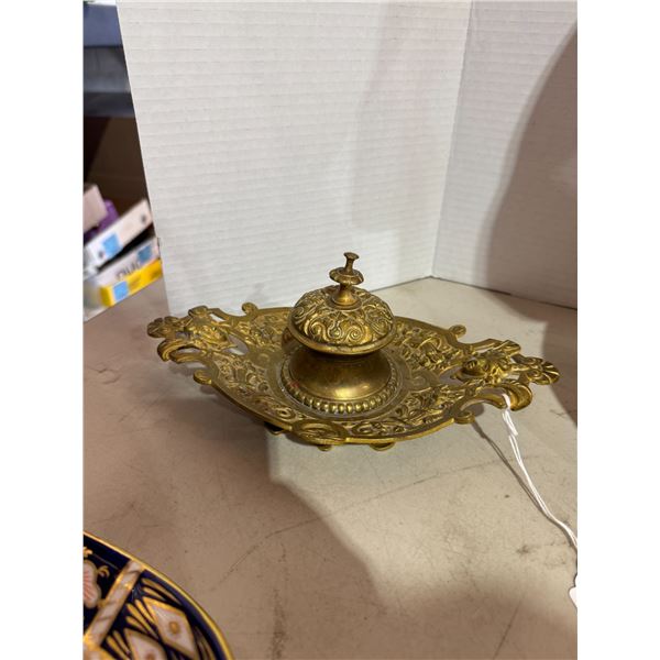 Victorian brass inkwell