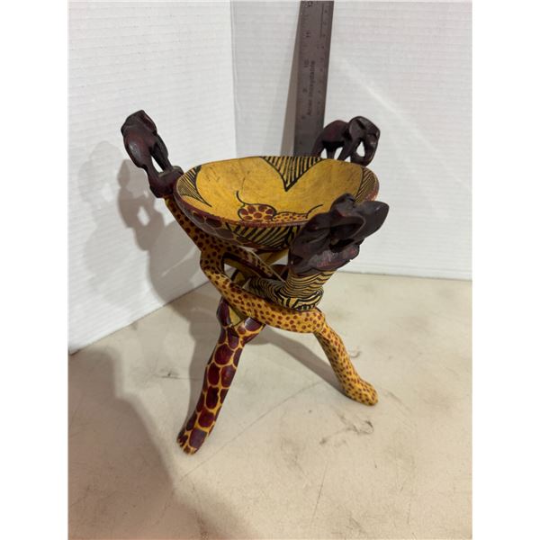 Vintage African tribal art, wood interlocking stand