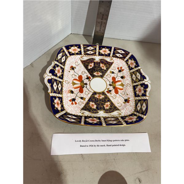 1926 Royal Crown, Derby Kings pattern cake plate