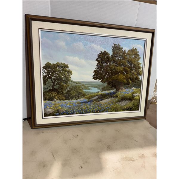 Texas bluebells painting, signed Guy Botto