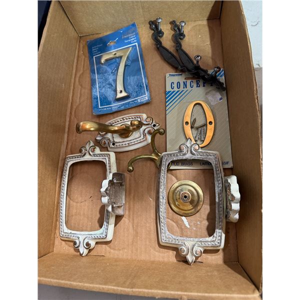 Vintage bathroom hardware and house numbers