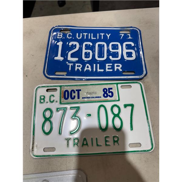 BC utility trailer and other trailer license plate