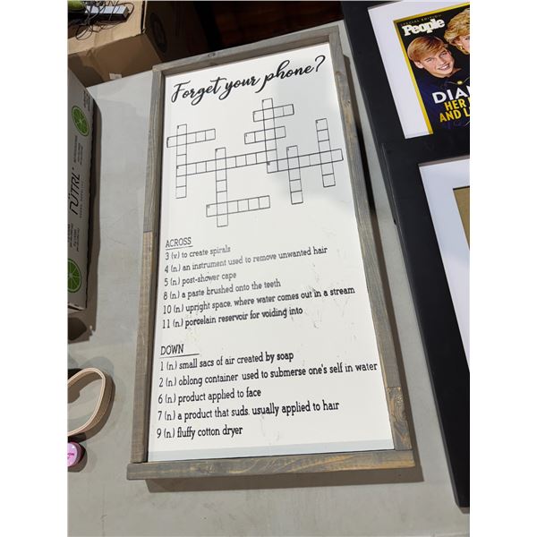 Crossword puzzle wall hanging