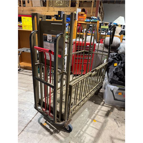 Rolling adjustable work cart. Green
