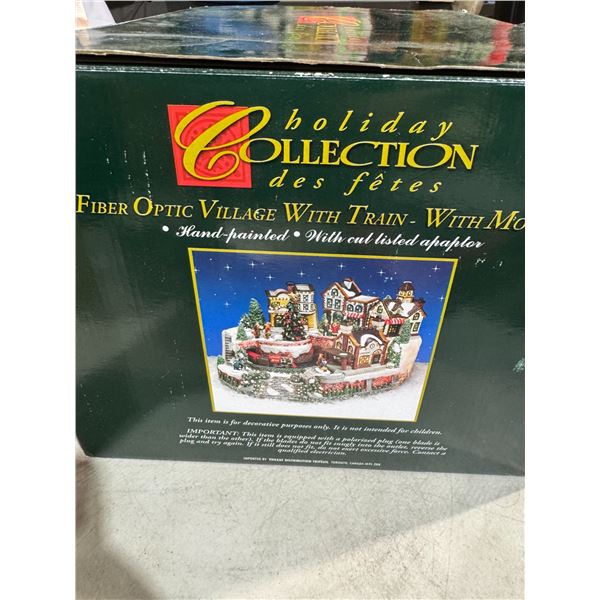 Holiday Collection fiber optic village with train with motion
