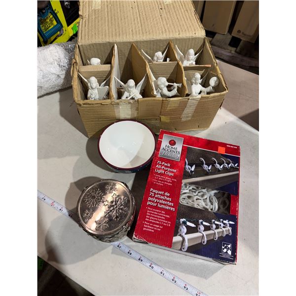 Christmas angels candle bowl and clip