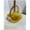 Image 1 : vintage Fenton Amber Hobnail Glass Basket.