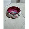Image 1 : Hand painted past Cranberry glass dish