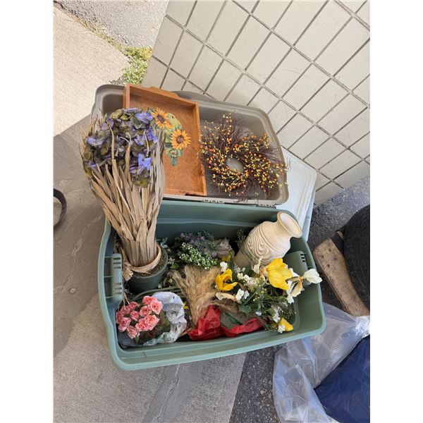 Bin with home decor