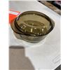 Image 1 : vintage Arcopal France brown glass oven dish with a lid, a mid-century modern design from the 1960s.