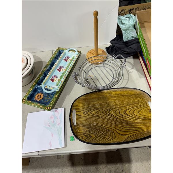 Trays and  paper towel holder and cutting boards, etc.