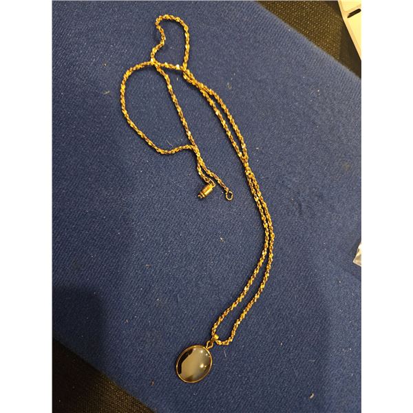 Stone pendant necklace- long chain