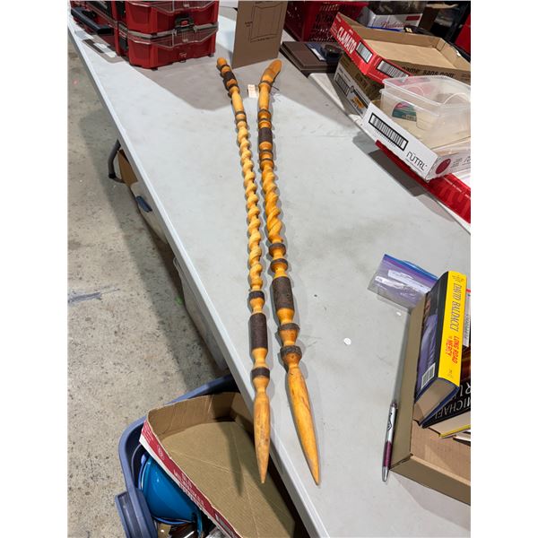 Curved wood walking sticks