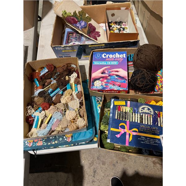 Crafting related items, embroidery floss, tapestry wool, buttons , etc.