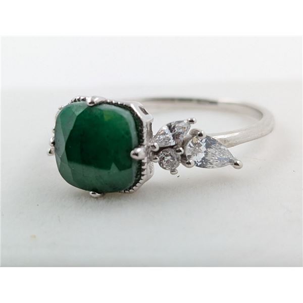 2.5 ct Certified Silver Emerald gemstone Ring ($4,104 Appraisal)