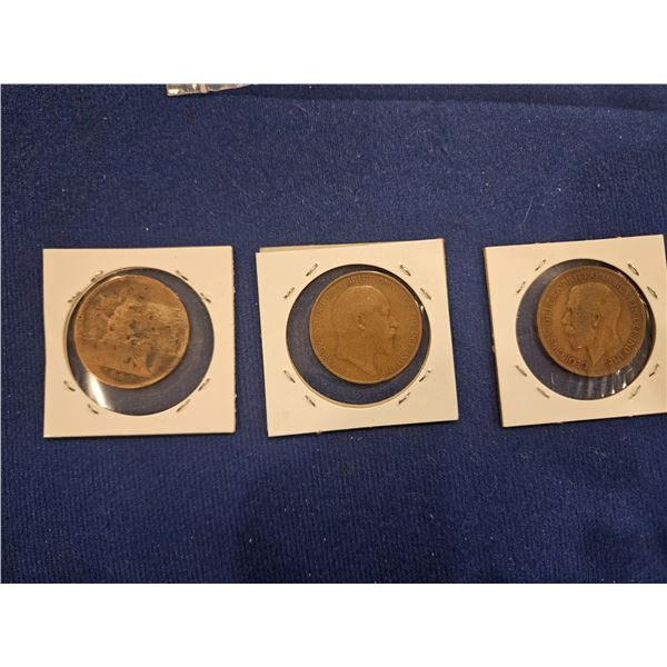 1862, 1906 & 1916 England pennies