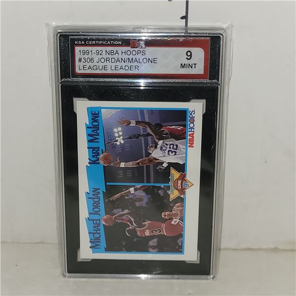 1991-92 NBA Hoops #306 Jordan/Malone League Leader - Graded