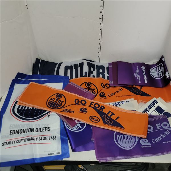 Awesome Lot of Vintage Oilers Flags & Banners