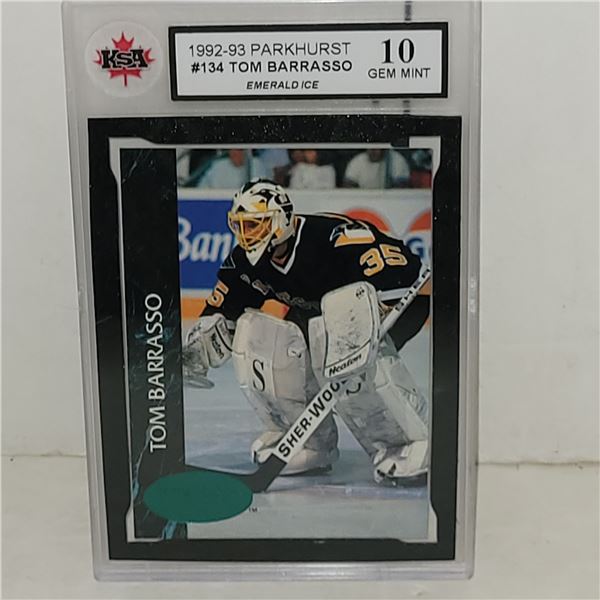 1992-93 Parkhurst #134 Tom Barrasso Emerald Ice - Graded