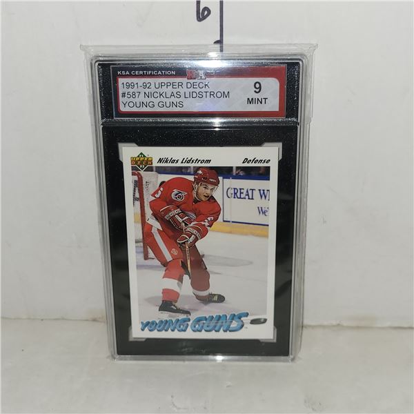 1991-92 Upper Deck #587 Nicklas Lidstrom Young Guns - Graded