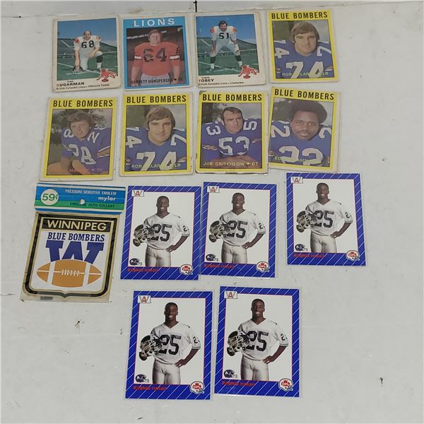 Lot of 14 Vintage CFL Winnipeg Blue Bombers BC Lion Cards Etc