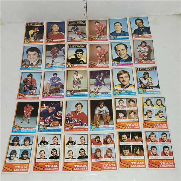 Lot of 30 1974-75 OPC NHL Hockey Cards