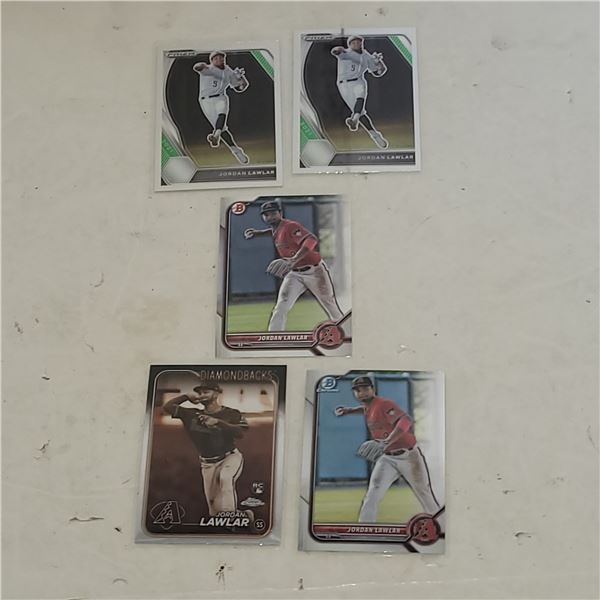 Lot of 5 Jordan Lawlar Arizona Diamond Backs Rookie Cards Inserts Parallels