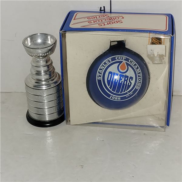 Collectible Stanely Cup & Edmonton Oilers Christmas Ornament