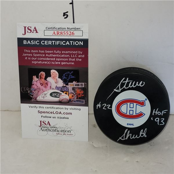 Signed Steve Schutt Hockey Puck w/ COA
