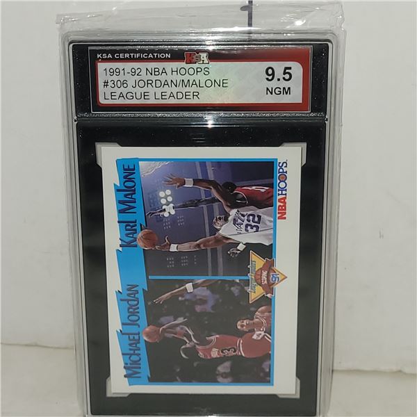 1991-92 NBA Hoops #306 Jordan/Malone League Leader - Graded