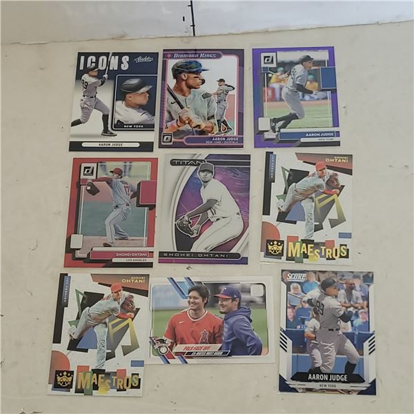 Lot of 9 Aaron Judge & Shohei Ohtani Cards