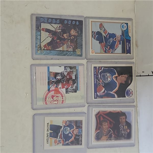 Vintage 1980s Wayne Gretzky & Jari Jurri Hockey Cards