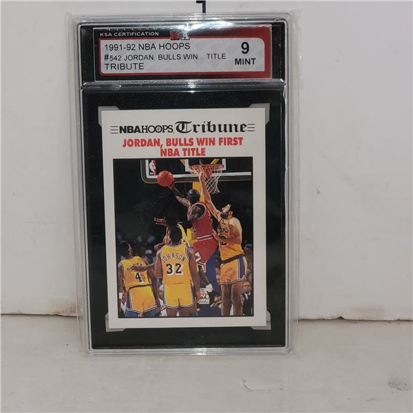 1991-92 NBA Hoops #542 Jordan Bulls Win The Title Tribute - Graded