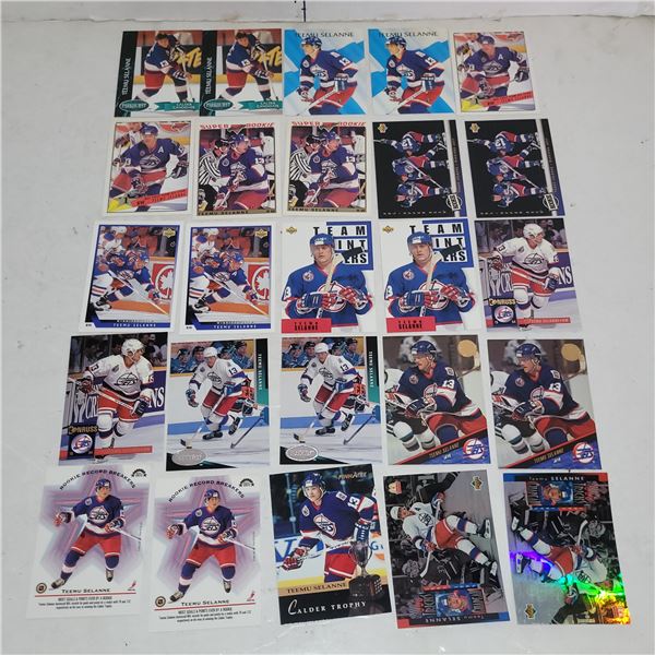 Lot of 25 Teemu Selanne Rookie & 2nd Year Cards