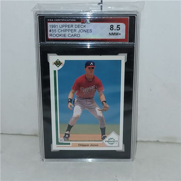 1991 Upper Deck #55 Chipper Jones Rookie Card - Graded