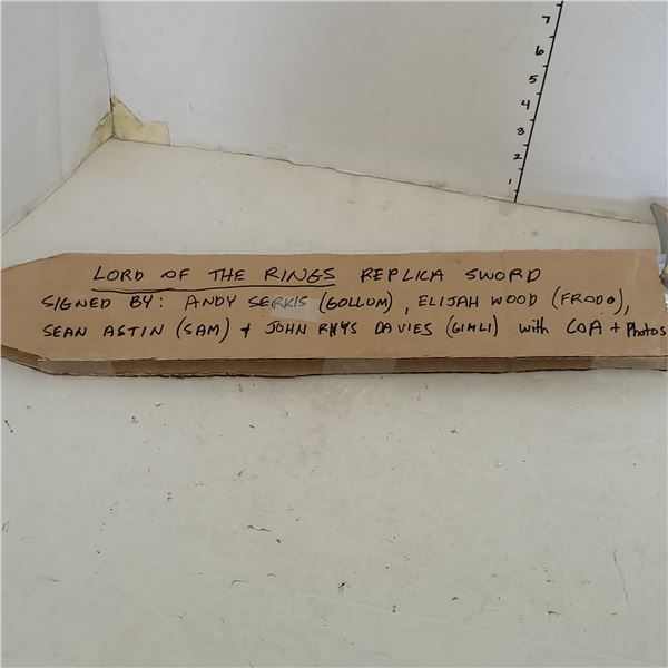 4x Signed Lord Of The Rings Sword w/ COA Davies Astin Sarkis Wood