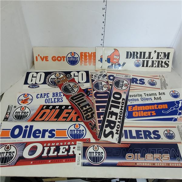 Large Lot of Vintage Edmonton Oilers Bumper Stickers