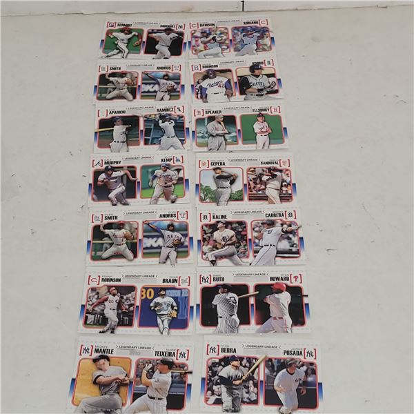 Lot of 14 Topps 2010 Lefendary Lineage Cards Mint Mantle, Ruth Robinson