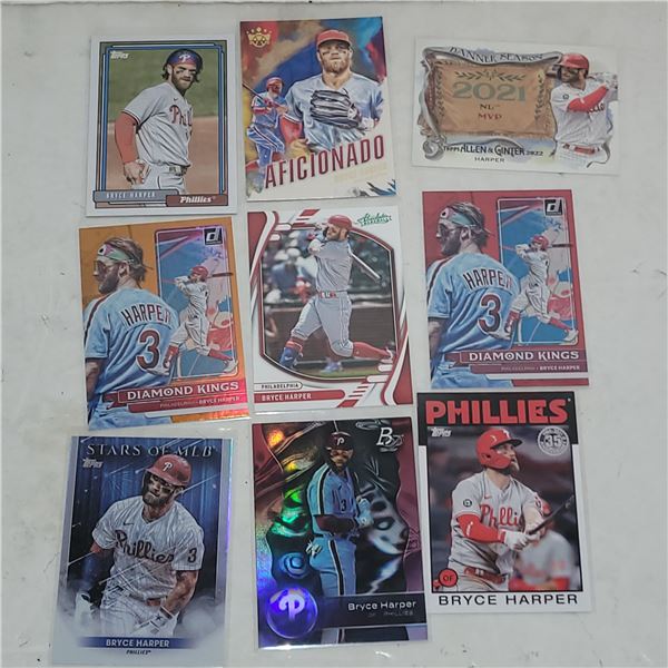 Lot of 9 Bryce Harper MLB Cards Inserts Parallels