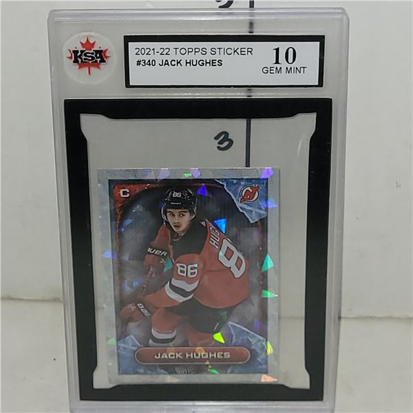 2021-22 Topps Sticker #340 Jack Hughes - Graded