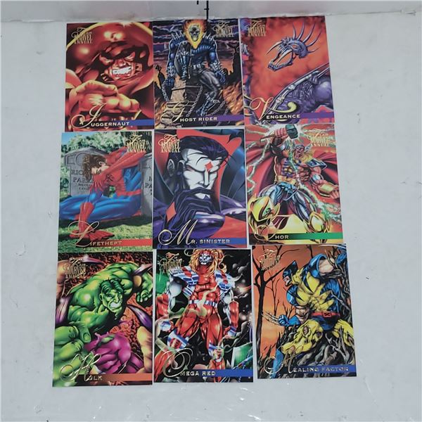 Lot of 9 Rare 1995 Flair Marvel Annual Cards - Mint