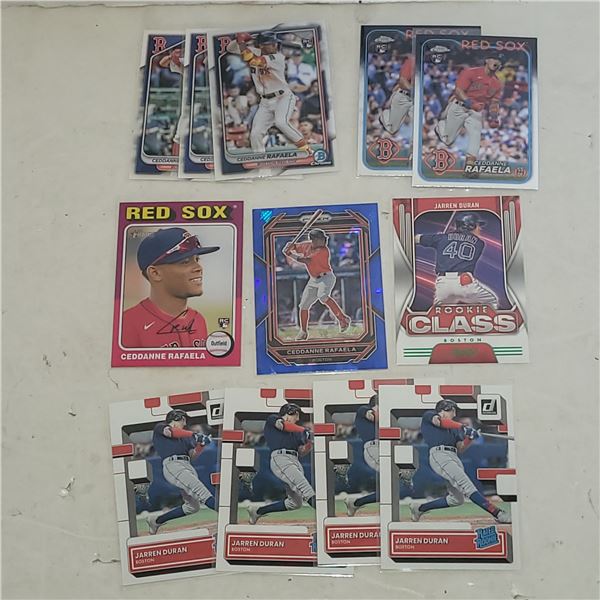 Lot of 12 Boston Red Sox Rookie Cards Duran, Rafaela