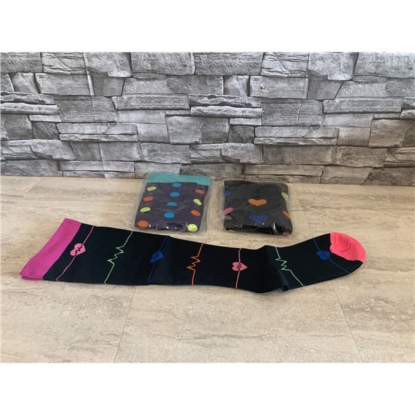 Plus Size Compression Socks  - 3 Pairs - Multicoloured - Size 3XL - New