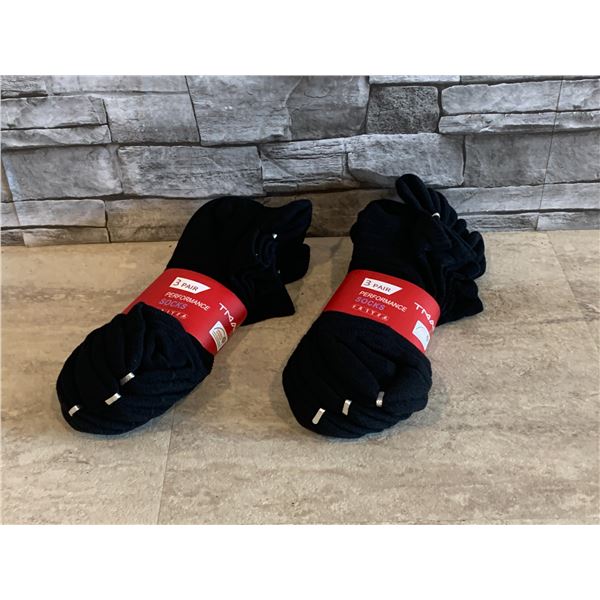 Ankle Performance Socks - Size: XL - 6 Pairs - Colour: Black - New