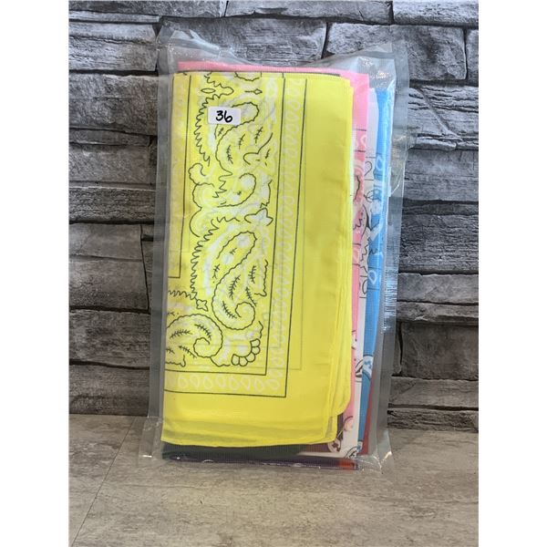 Large Paisely Bandanas - 12 Pcs - Assorted Colours - New