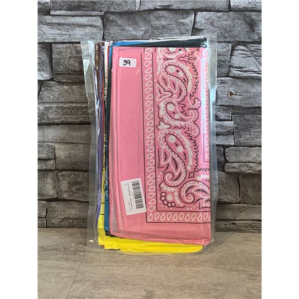 Large Paisely Bandanas - 12 Pcs - Assorted Colours - New