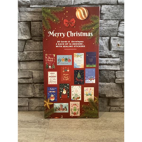 Christmas Cards  - 28 Cards & Envelopes - Includes Self Sealing Stickers - New