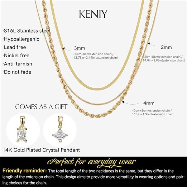 KENIY Layered Necklaces for Women Dainty Gold Plated Chain Necklace - New