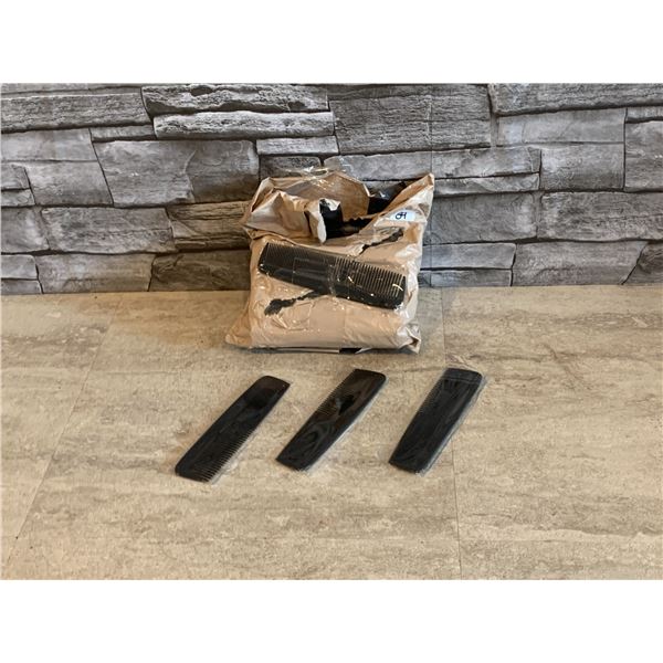 Combs - Individually Wrapped - Black Plastic - 48 Pcs - New