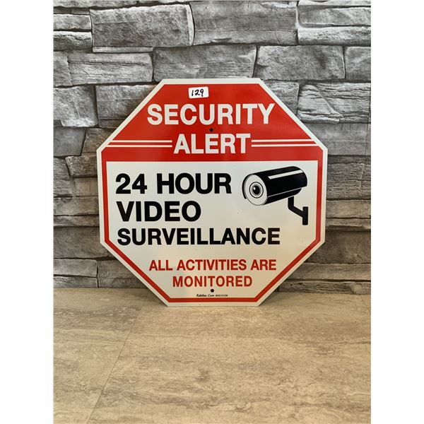 Sign - "Security Alert - 24 Hour Video Survellance" - 12" x 12" - New